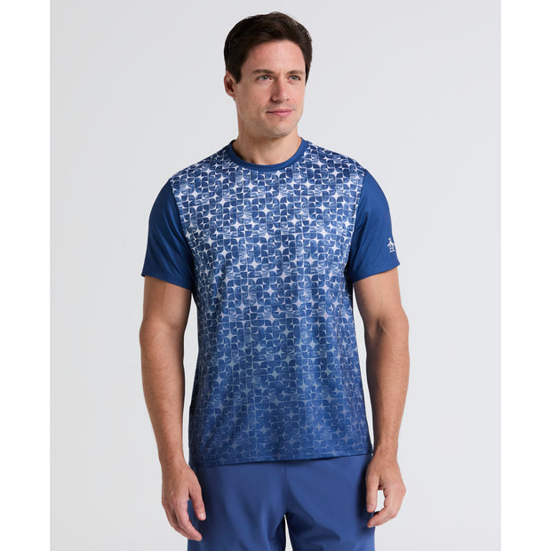 Blocked Graphic Performance Tennis T-Shirt (True Navy) Front