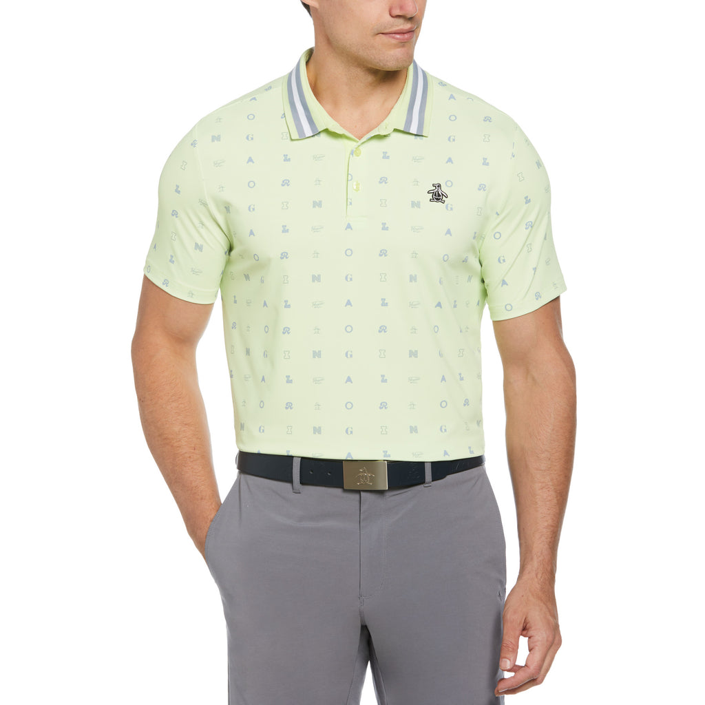 Print Golf Polo Shirt Shadow Lime
