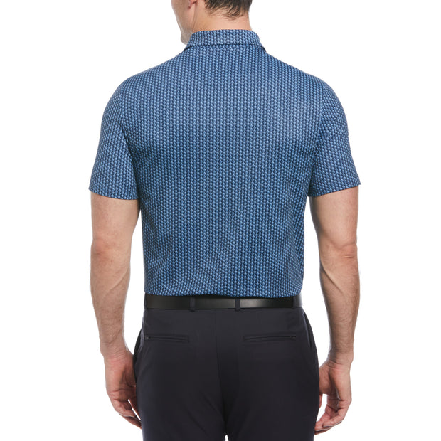 Allover Pete Print Short Sleeve Golf Polo Shirt In Black Iris
