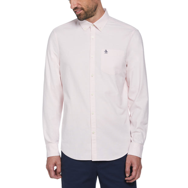 Ecovero Oxford Stretch Long Sleeve Shirt In Parfait Pink