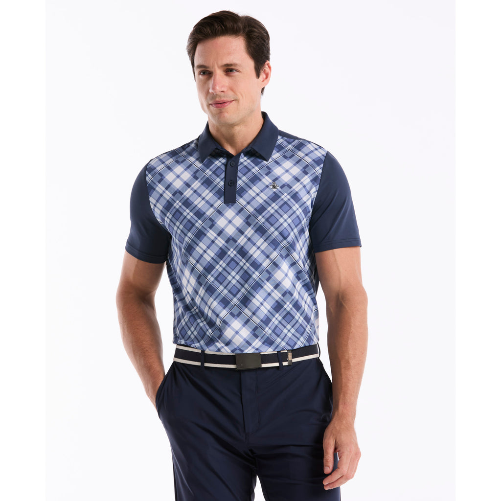 Block Madras Plaid Golf Polo Iris