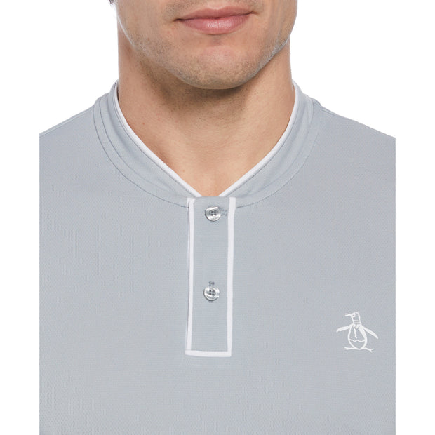 Piped Blade Collar Performance Short Sleeve Tennis Polo Shirt In Quarry
