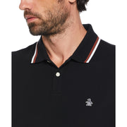 Sticker Pete Organic Cotton Polo Shirt In True Black/Amberglow