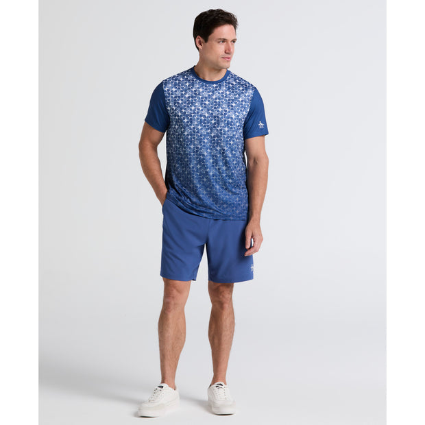 Blocked Graphic Performance Tennis T-Shirt (True Navy) Styled