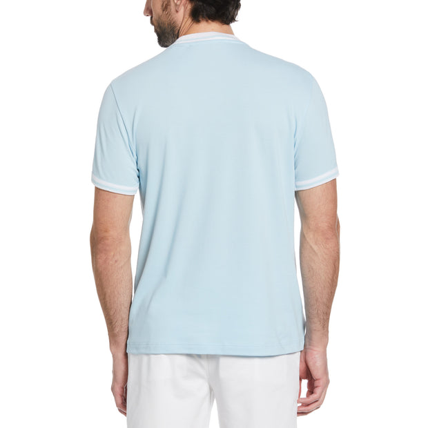 Organic Cotton Short Sleeve Pique T-Shirt In Cool Blue