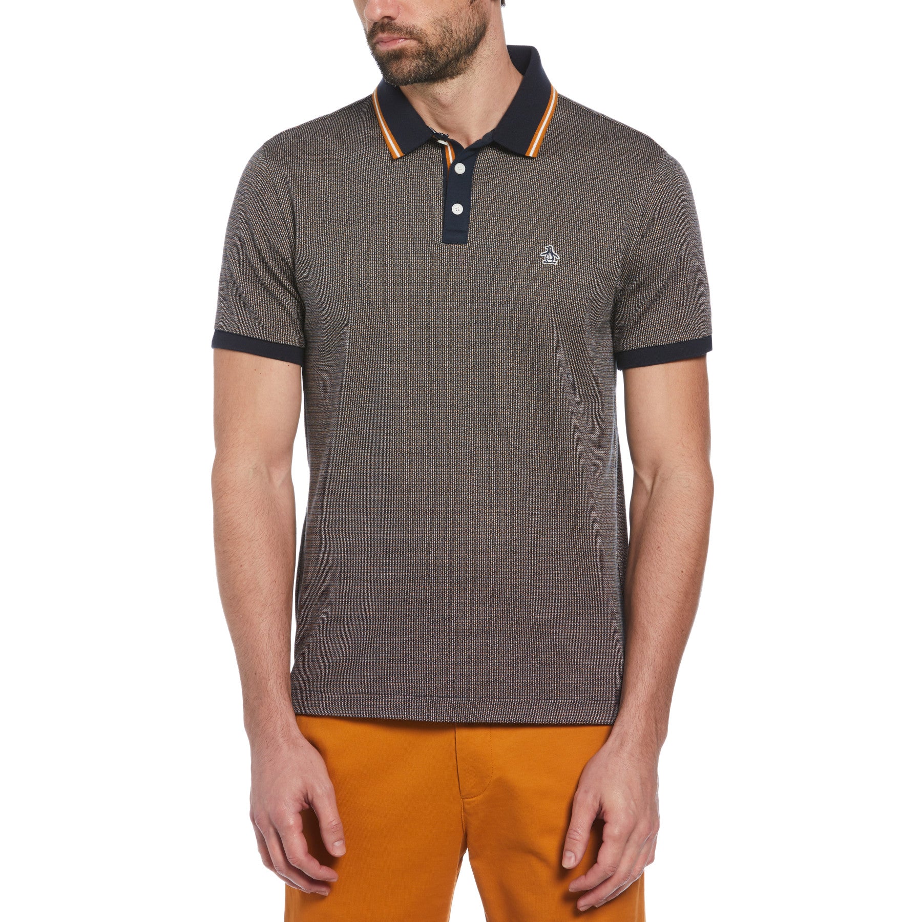 Jacquard Polo with Tipping In Blue | Original Penguin®