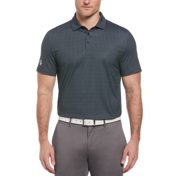 Allover Pete Print Short Sleeve Golf Polo Shirt In Caviar