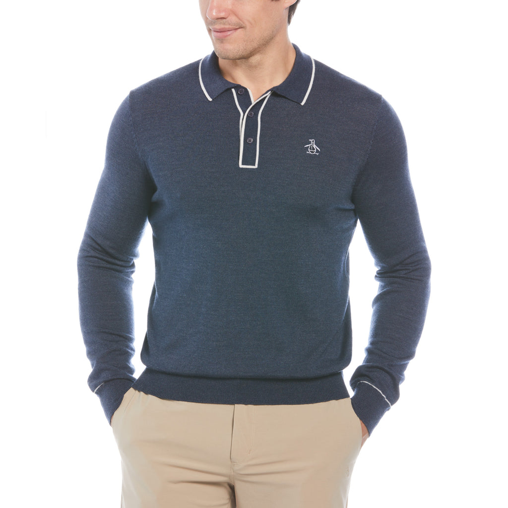 Earl Merino Wool Blend Golf Sweater Iris Bijou Heather