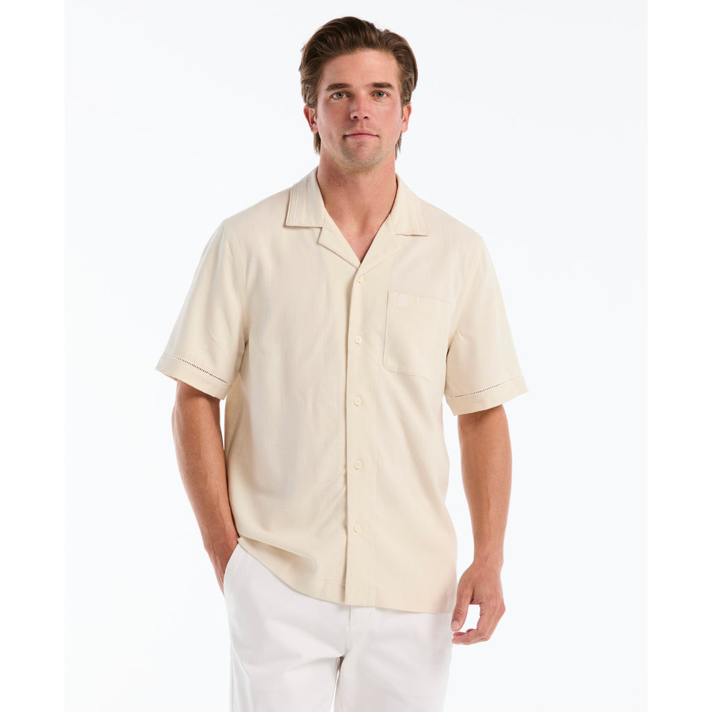 Ladder Trim Short Sleeve Shirt In Birch