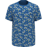 Print Crew Neck Tennis T-Shirt In Mediterranean Blue