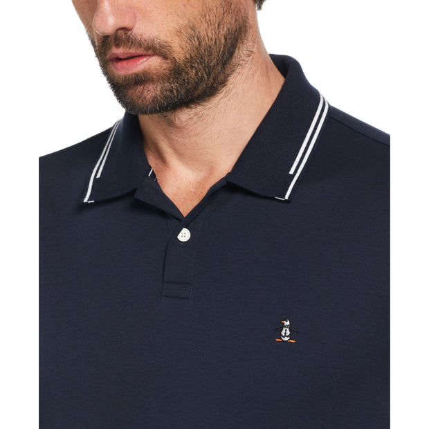 Icons Organic Cotton Tipped Polo Shirt In Dark Sapphire