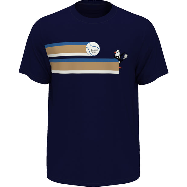 80S Stripe Graphic Tennis T-Shirt In Black Iris