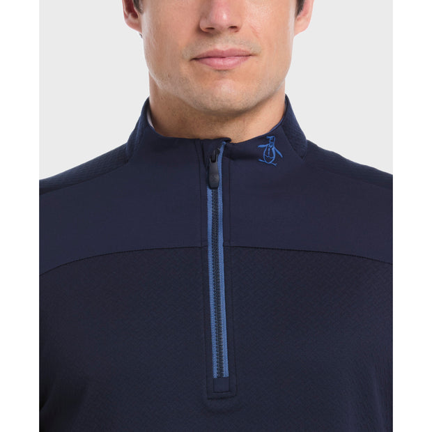 Quarter Zip Golf Pullover (Black Iris) Detail