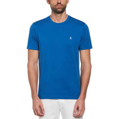 Pin Point Embroidered Logo Organic Cotton T-Shirt In Classic Blue