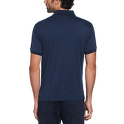 Jacquard Front Diamond Geo Print Polo Shirt In Dress Blues
