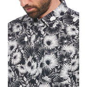 Ecovero Floral Print Short Sleeve Button-Down Shirt In Dark Sapphire
