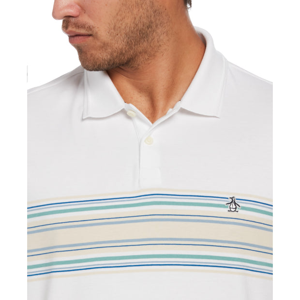 Chest Stripe Interlock Polo Shirt In Bright White
