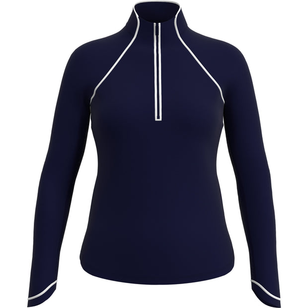 Womens Long Sleeve Quarter Zip Tennis Shirt In Black Iris