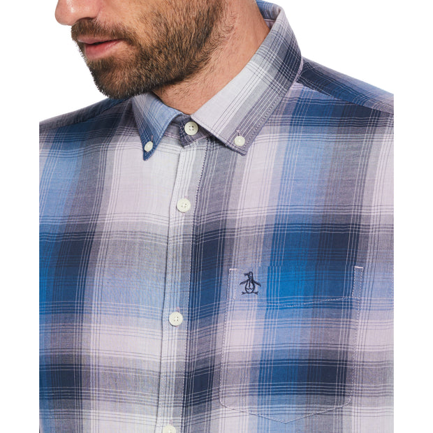 Double Weave Plaid Pattern Shirt In Lavendula