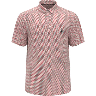 Geometric Print Heritage Golf Polo Shirt In Strawberry Pink