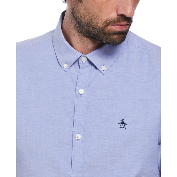Ecovero Oxford Stretch Short Sleeve Button-Down Shirt In Amparo Blue