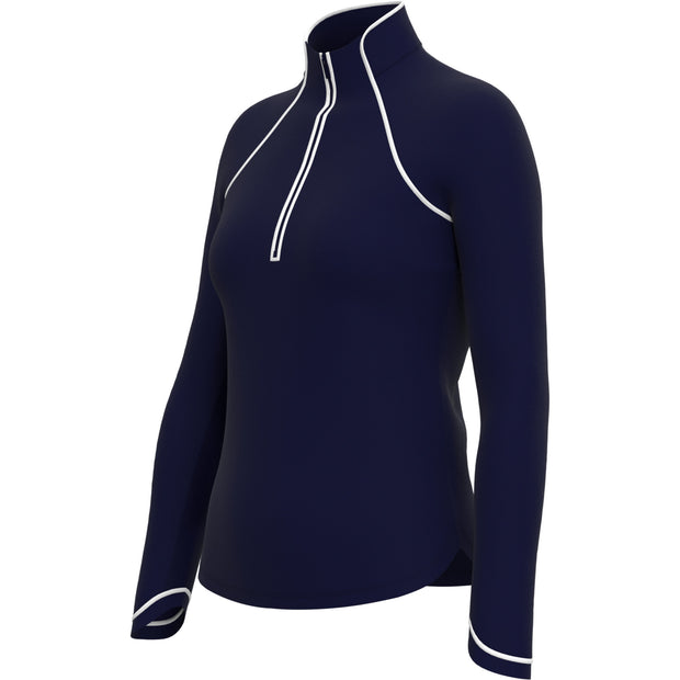 Women's Solid Long Sleeve Tennis Shirt With Sun Protection In Black Iris