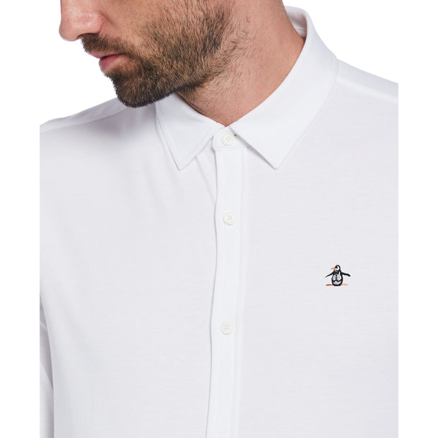 Soft Interlock Long Sleeve Shirt In Bright White