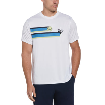 80S Stripe Graphic Tennis T-Shirt In Bright White