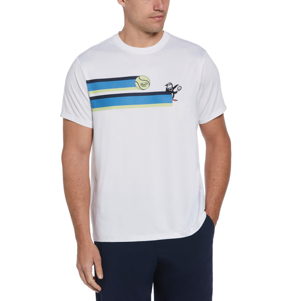 80S Stripe Graphic Tennis T-Shirt In Bright White