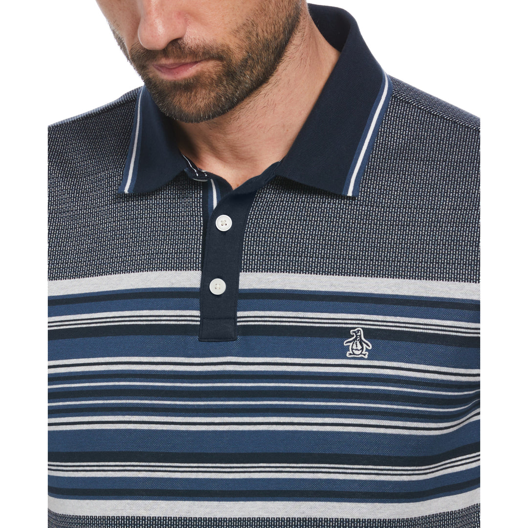 All Over Jaquard Striped Polo Shirt In Blue | Original Penguin®