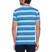 Short Sleeve Interlock Engineered Stripe T-Shirt In Azure Blue
