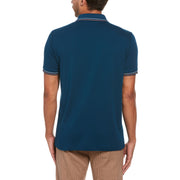 Jacquard Front Geometric Print Polo Shirt In Poseidon Blue