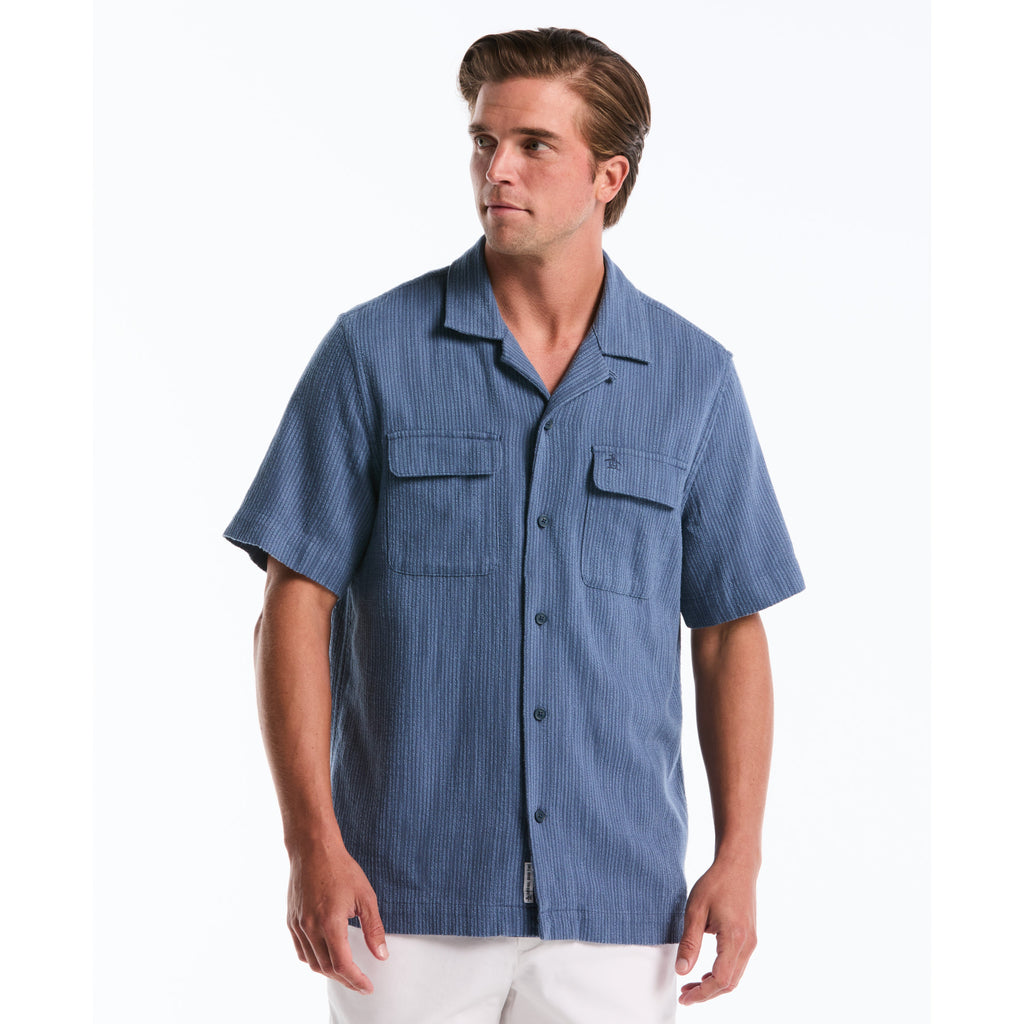 Textured Dobby Short Sleeve Shirt Sargasso Sea