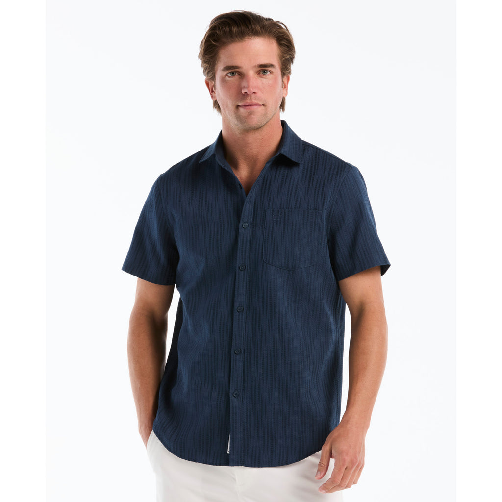 Jacquard Textured Short Sleeve Shirt Sargasso Sea