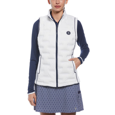 Women's Insulated Woven Golf Sleeveless Vest In Bright White