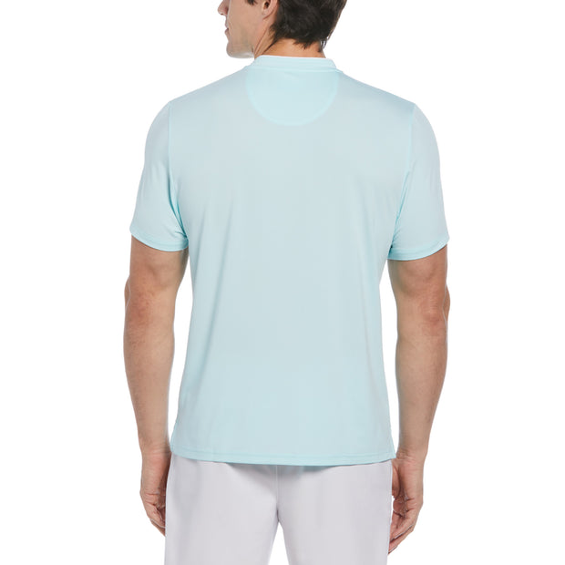 Piped Blade Collar Performance Short Sleeve Tennis Polo Shirt In Tanager Turquoise