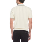 Cashmere-Like Cotton Tipped Short Sleeve Polo Shirt Sweater In Birch