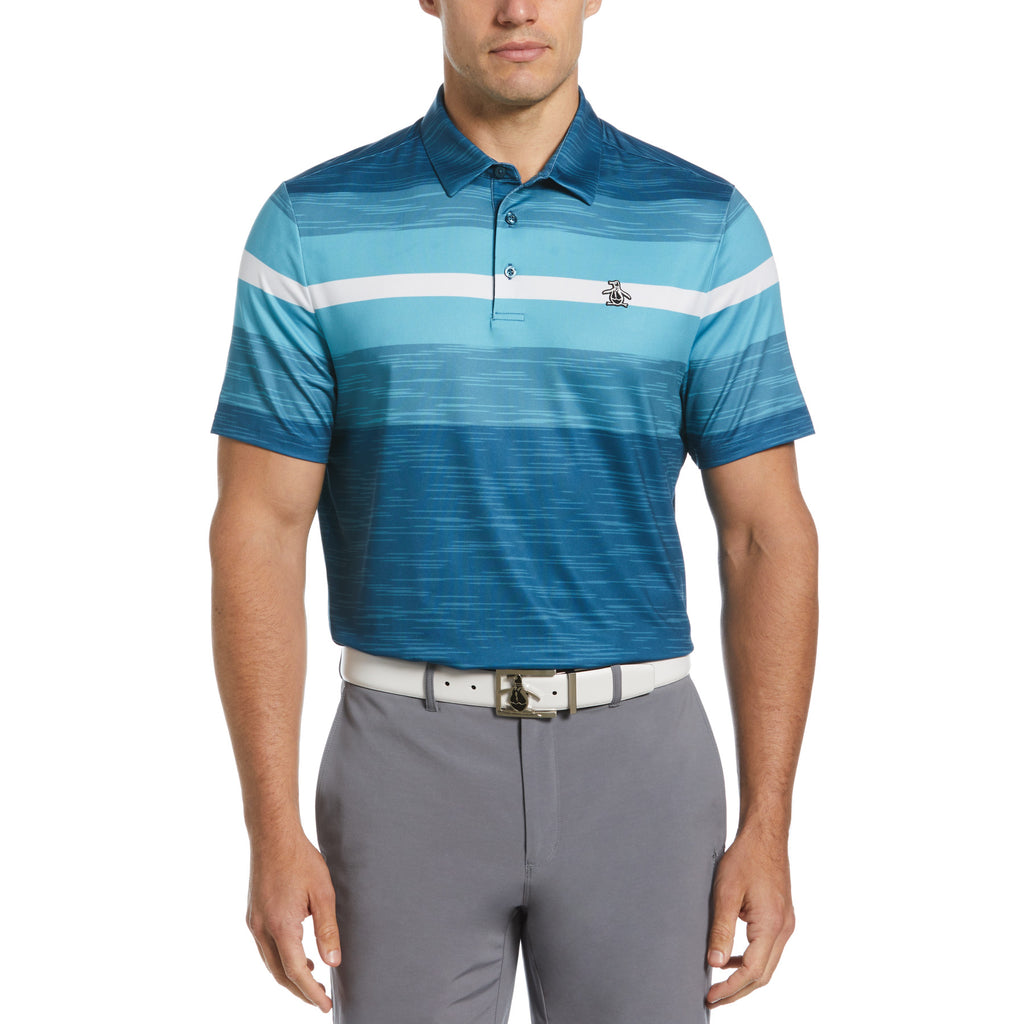 Block Engineered Marl Stripe Golf Polo Shirt Corsair