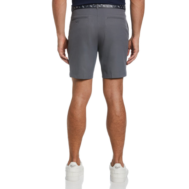Flat Front Solid Golf Shorts In Quiet Shade