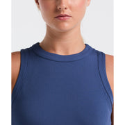 Women's Ribbed Tennis Tank Top (True Navy) Detail