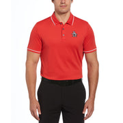 Oversized Pete Tipped Short Sleeve Golf Polo Shirt In Poinsettia