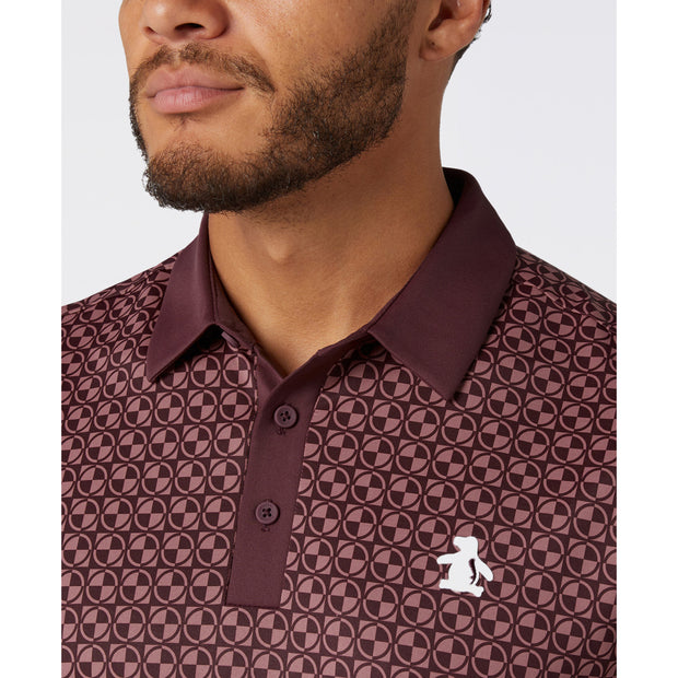 Geo Colour Block Golf Polo (Mauve Wine) Detail