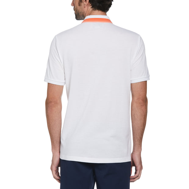 Pique Polo Shirt With Tipping In Bright White