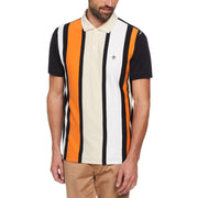 Icons Vertical Stripe Polo Shirt In True Black