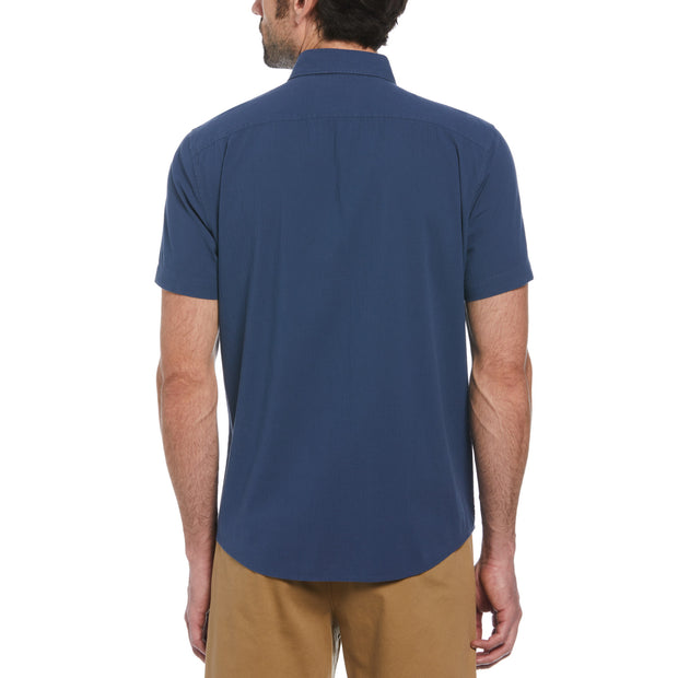 Seersucker Button-Down Short Sleeve Shirt In Sargasso Sea