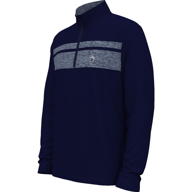 Color Block 1/4 Zip Long Sleeve Golf Sweater In Black Iris