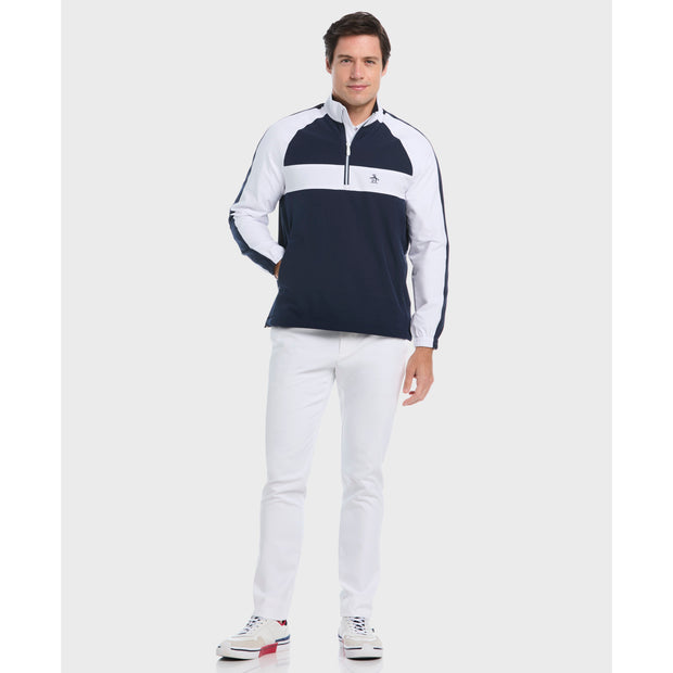 Quarter Zip Colour Block Golf Jacket (Black Iris) Styled