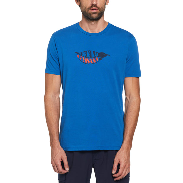 Embroidered Penguin Graphic T-Shirt In Classic Blue