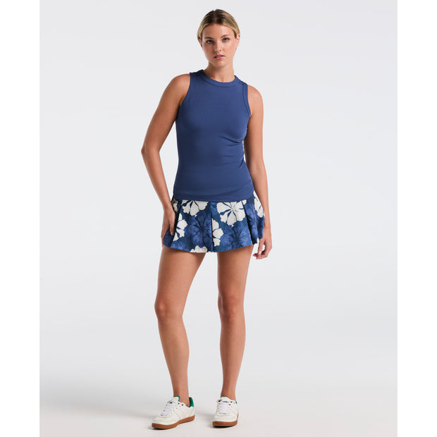 Women's Ribbed Tennis Tank Top (True Navy) Styled