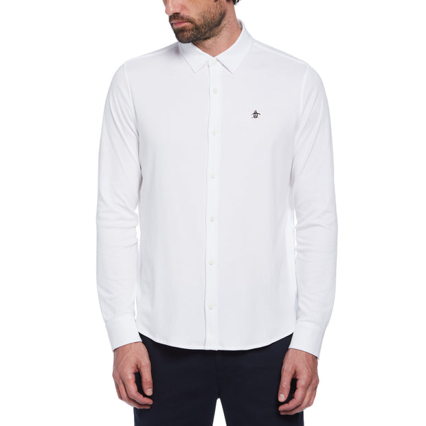 Soft Interlock Long Sleeve Shirt In Bright White